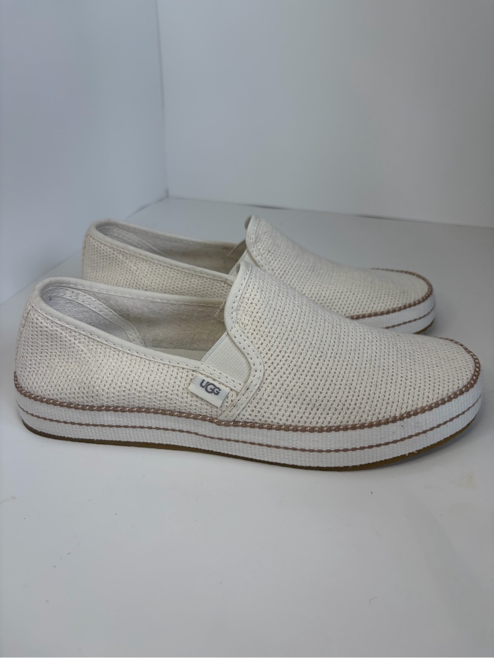 UGG Women’s Slip-On Canvas Loafers in Off-White Size 6.5